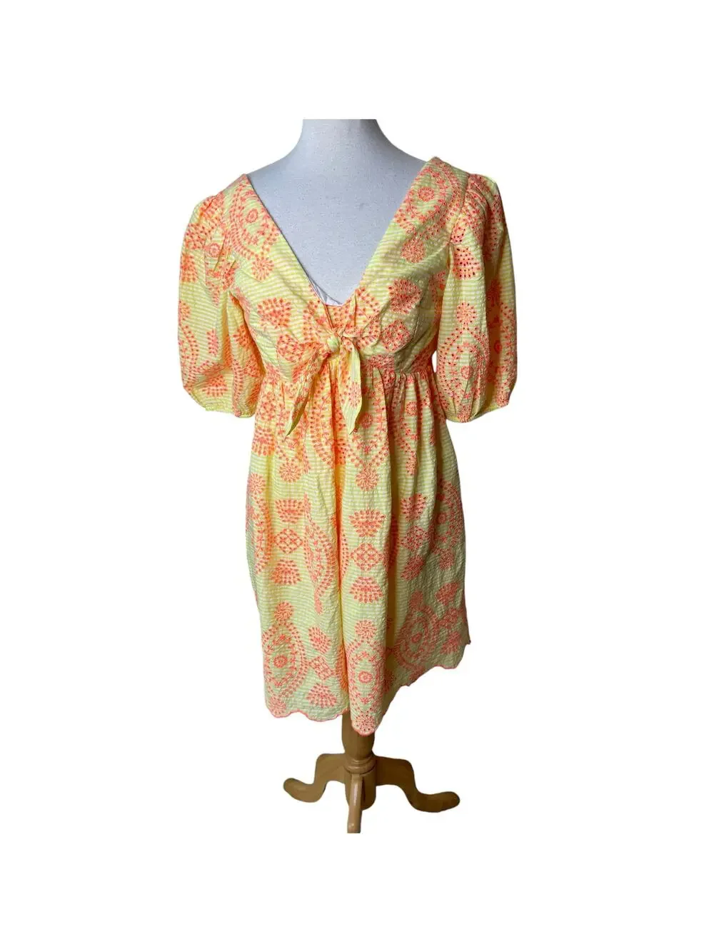LILLY PULITZER Sarafina Short Sleeve Dress Calla Yellow Gingham Seersucker ISL 8
